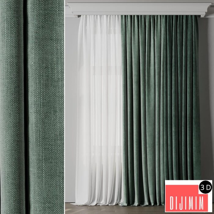 Low width curtains 04 set green - Görsel 1