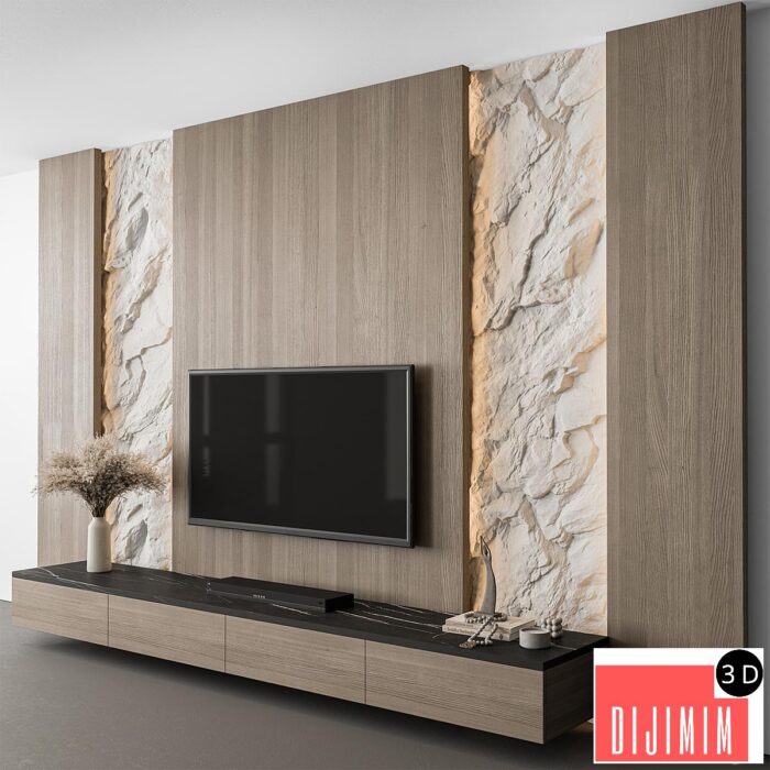 TV Wall Cliff and Wood - Set 98 - Görsel 1