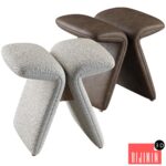Butterfly stool leather and boucle