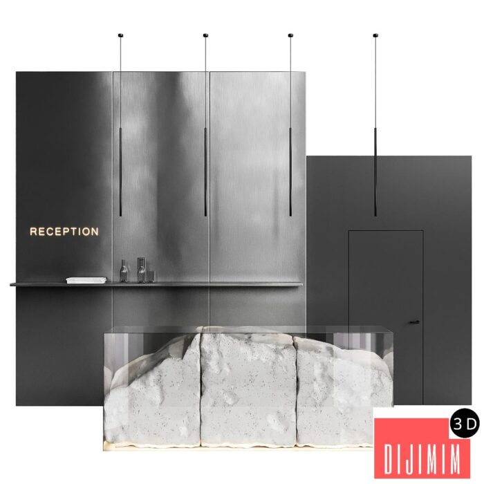 Reception desk natural rock 3 - Görsel 1