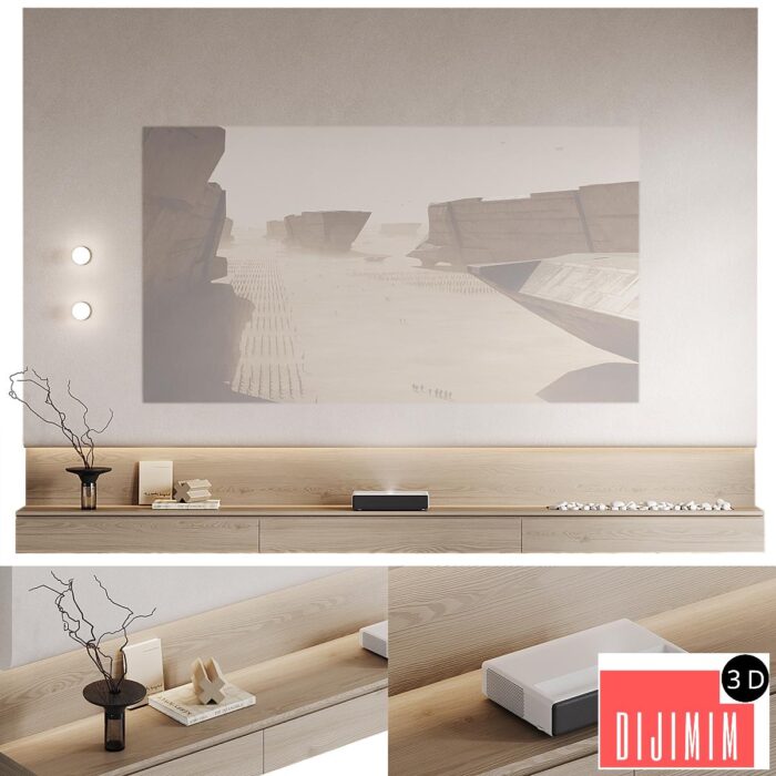 TV wall with Xiaomi laser projector - Görsel 1