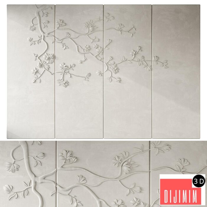 Japandi Floral Wall Panels - Görsel 1