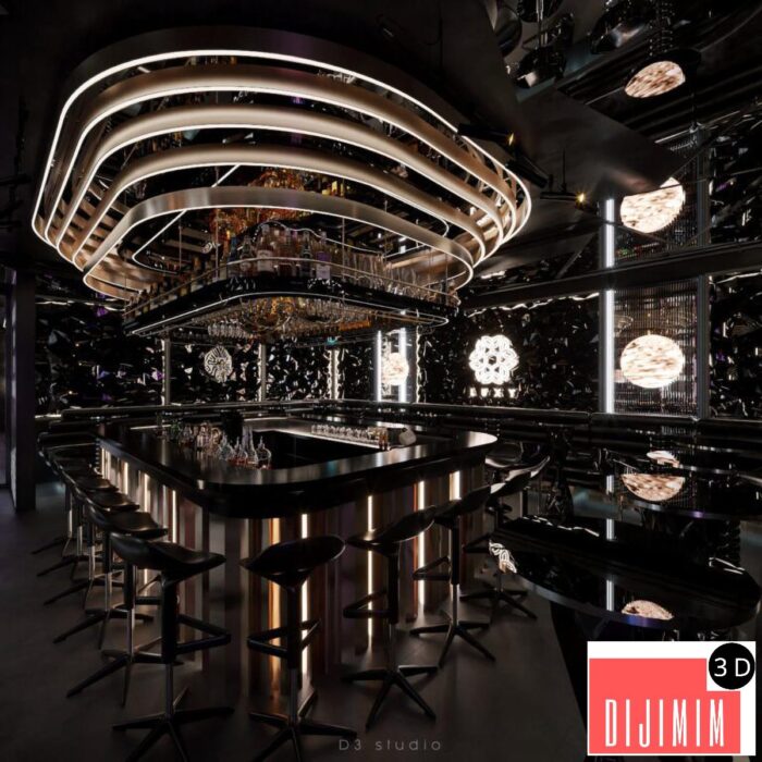Bar Restaurant Interior Model - Görsel 2