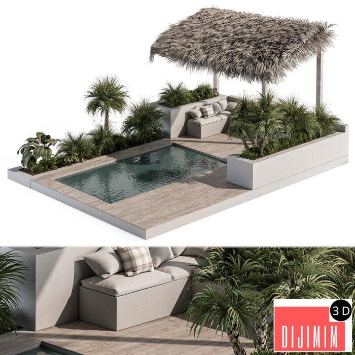 Backyard and Landscape Furniture with Pool 05 - Görsel 1