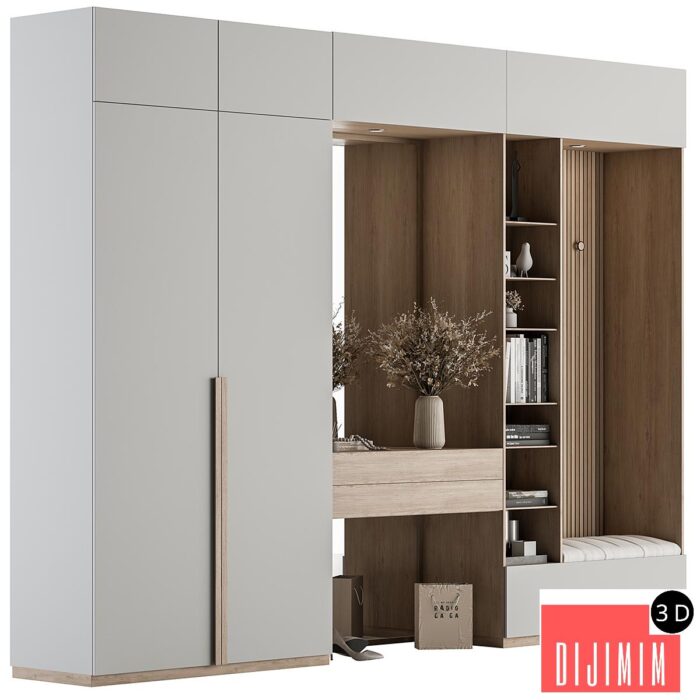 Hallway 48 - White and Wood Entrance - Görsel 1