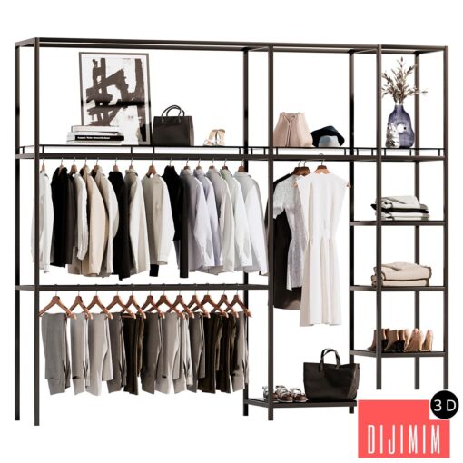 Clothes, wardrobe, rack for clothing store