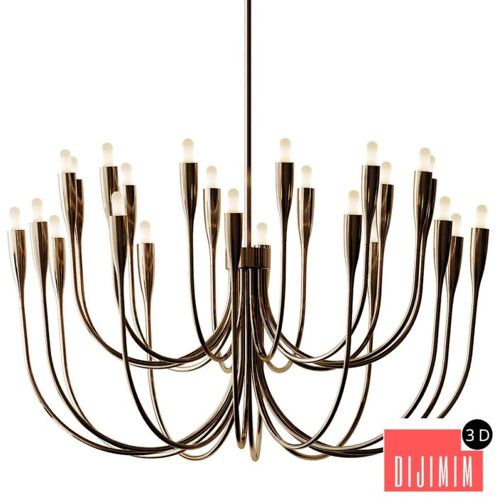 Liona Brass Candelabra Chandelier Light - Görsel 1