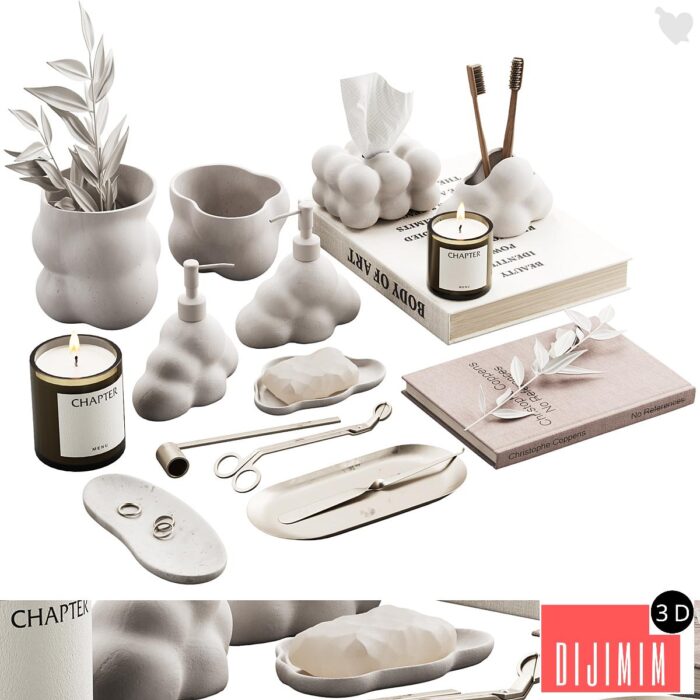 487 bathroom decorative set 03 cloud accessories 01 - Görsel 1