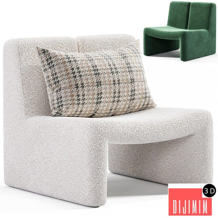 Dario Green Boucle Accent Chair By CB2 - Görsel 1