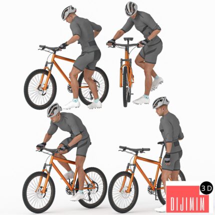 Cyclist Man in 04 Poses