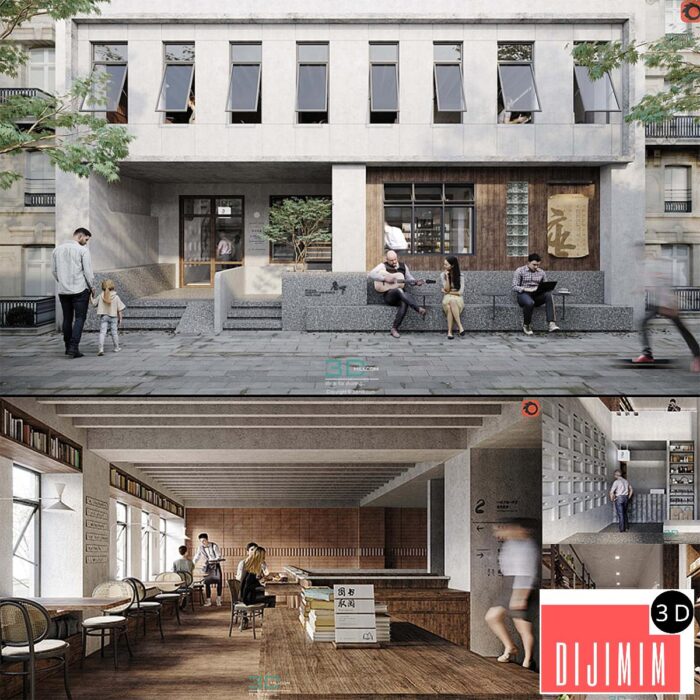 Modern Coffee Space 3d Model - Görsel 1