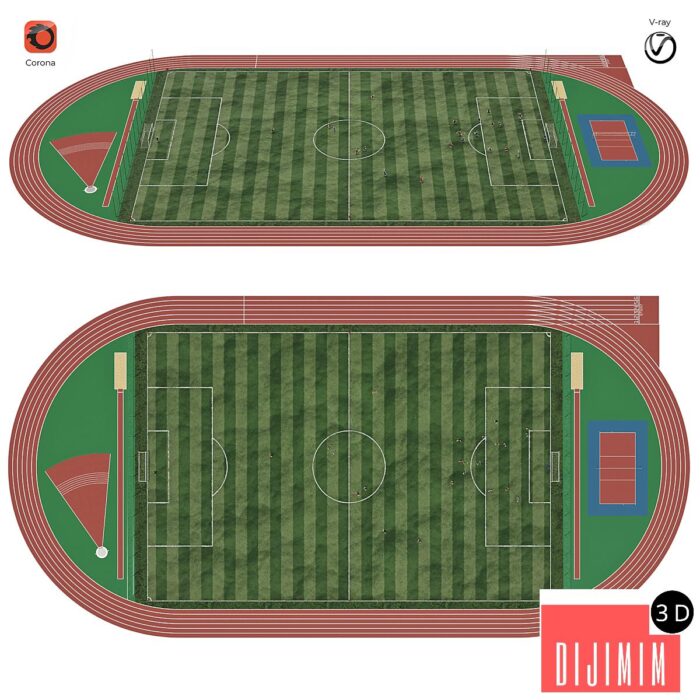 Football field with players - Görsel 1