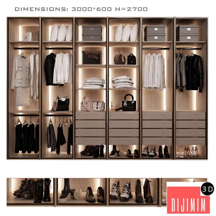 Wardrobe with glass doors - Görsel 1
