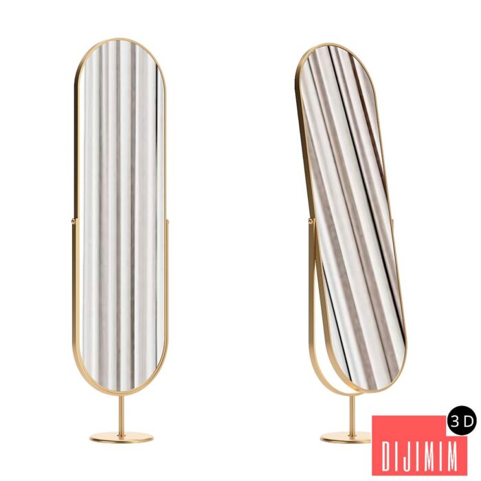 Mirror in a golden frame floor swivel oval - Görsel 1