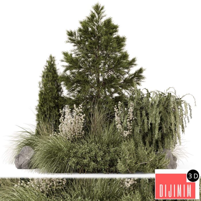 Outdoor Plants Bush Collection -Bush Set 1578 - Görsel 1