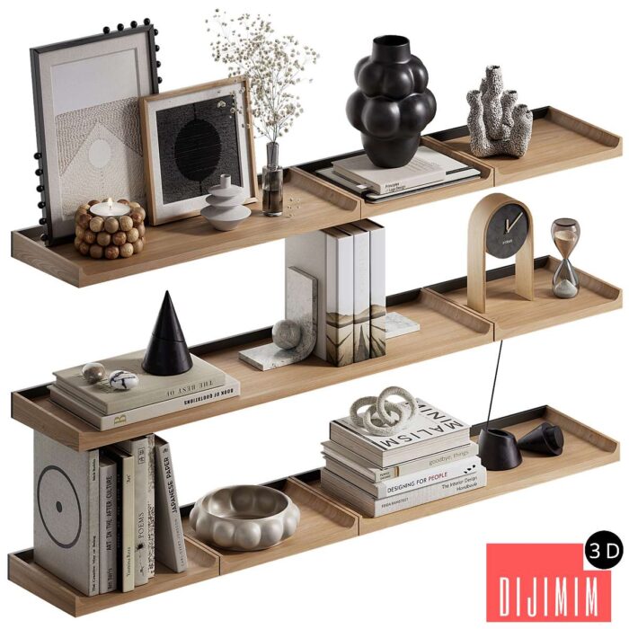 Shelves with decorative set - Görsel 1