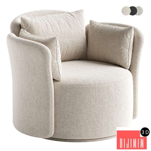 Swivel chair Lulu L black and white boucle