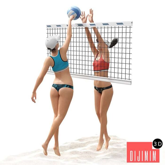 Girls playing beach volleyball 2 - Görsel 1