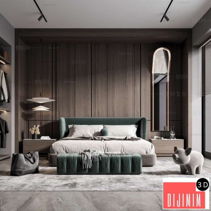 Modern Bedroom vray - Görsel 1
