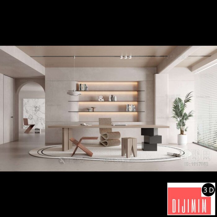 Modern Wabi-sabi Style Study Space ID:345767029 - Görsel 1