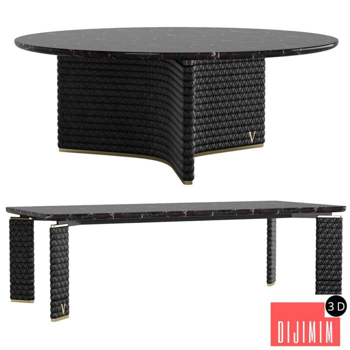 two tables Versace V-Marble Table - Görsel 1