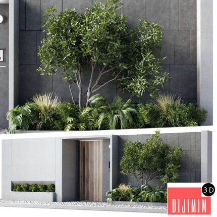 Door outdoor entrance and fence and graden 05