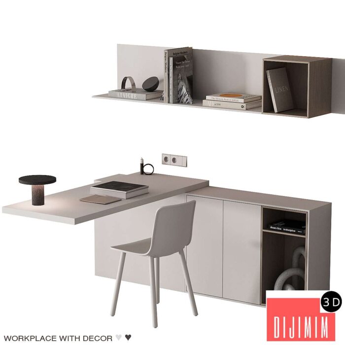 221 office furniture 07 workplace 03 minimal warm white 00 - Görsel 1