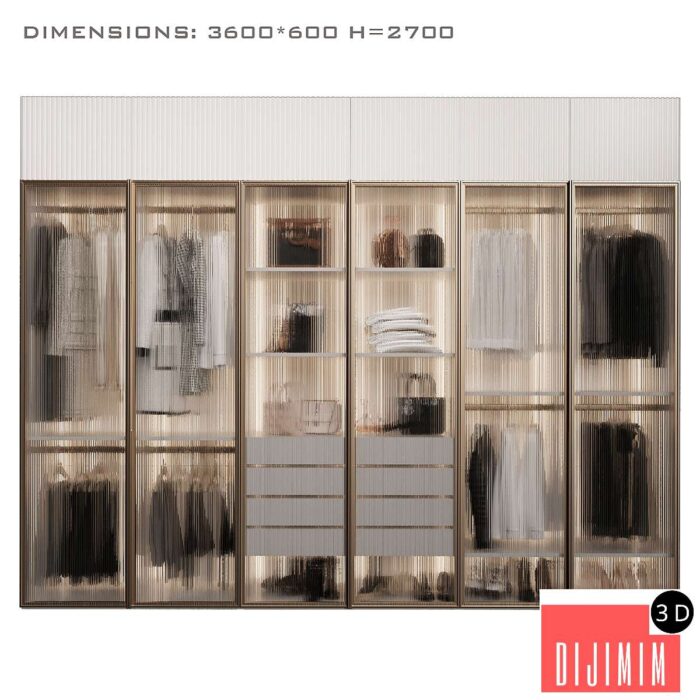 Wardrobe with glass doors_3 - Görsel 1