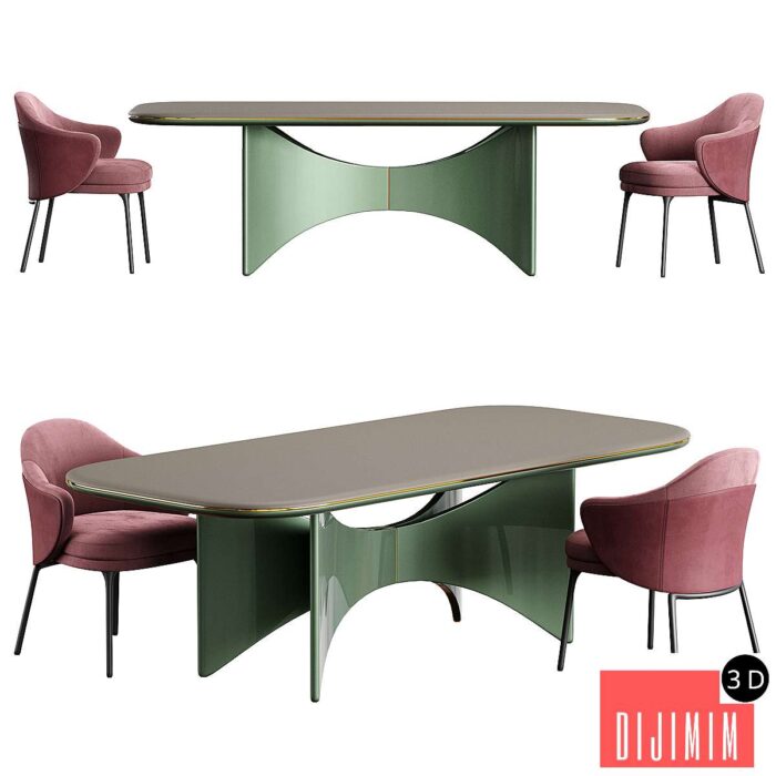 Minotti angie dining Chair Turri Blues Table - Görsel 1