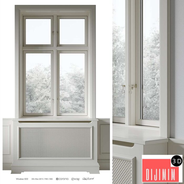 Classic window with radiator screen 002 - Görsel 1