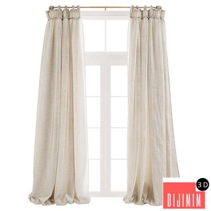 Balloon Drapery Linen Light Natural Curtains