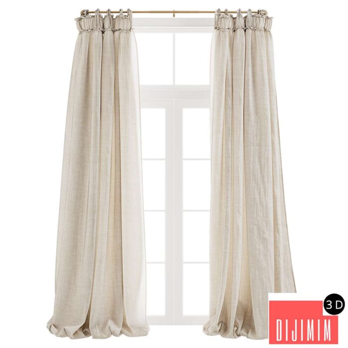 Balloon Drapery Linen Light Natural Curtains - Görsel 1