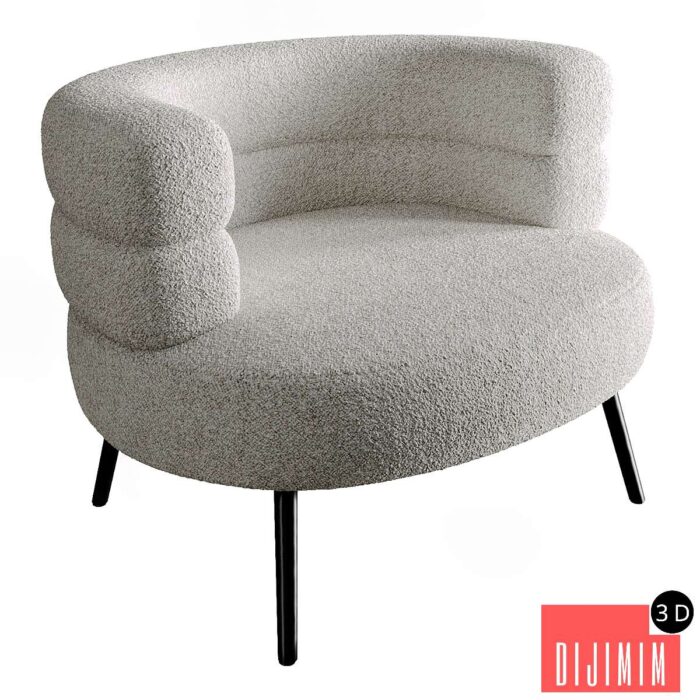 Boyle White Boucle Armchair - Görsel 1