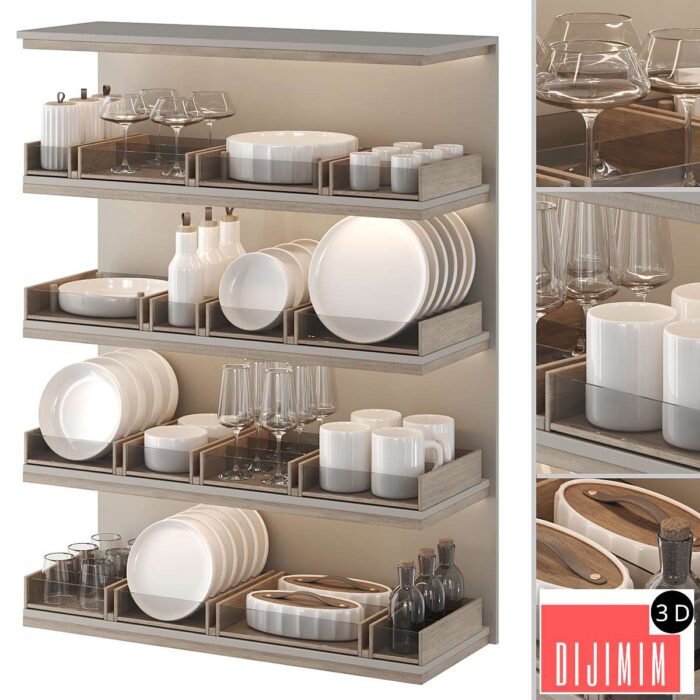 A set of dishes for filling the kitchen: plates, glasses, mugs, jars - Görsel 1