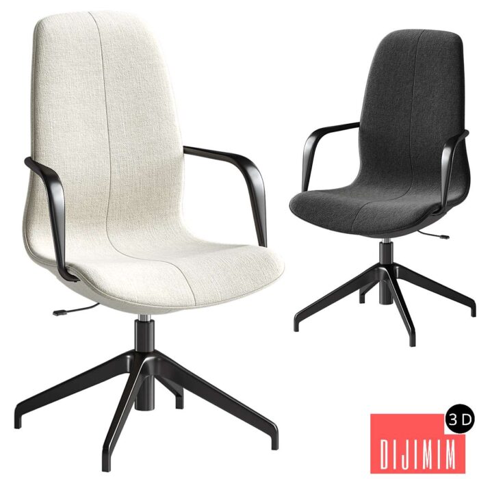 Conference chair with armrests Gunnared dark gray black - Görsel 1