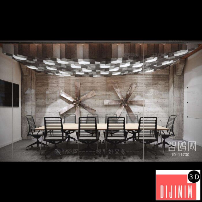Modern Industrial Style Meeting Room ID:662147212 - Görsel 1