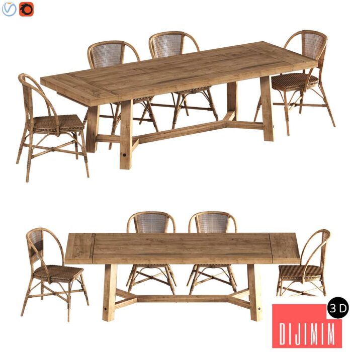 Rustic Farmhouse Dining Table - Görsel 1