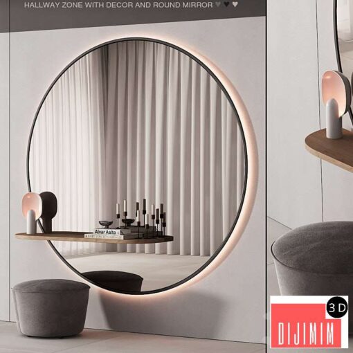 229 hallway zone 06 large round minimal round mirror 01