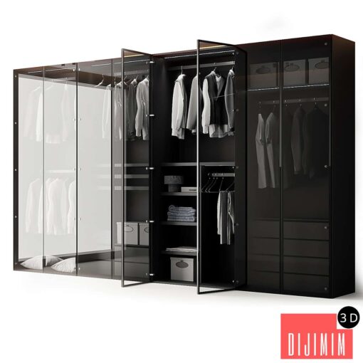 Modern Aluminum Glass Door Wardrobe