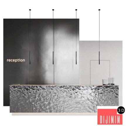 metal water reception desk