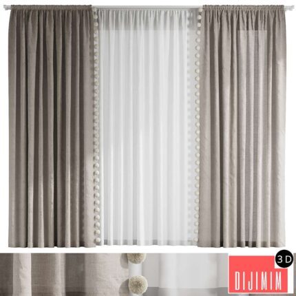 Curtains with pom-poms for the nursery
