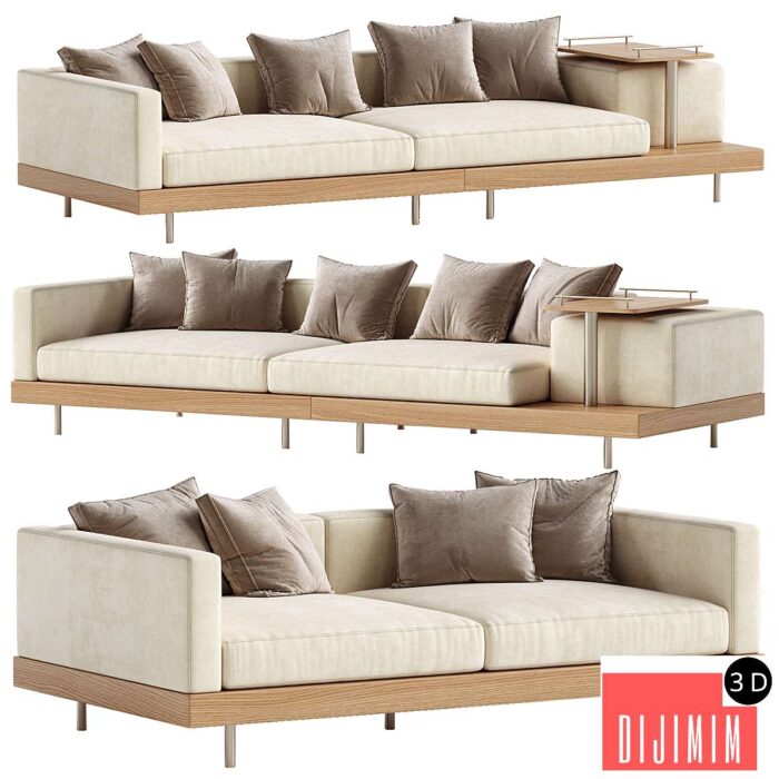 Japandi XXL Wooden Sofa 01 - Görsel 1