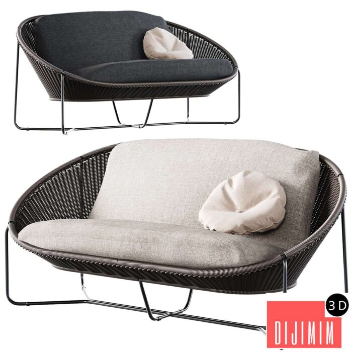 Morocco Graphite Oval Loveseat Crate and Barrel - Görsel 1