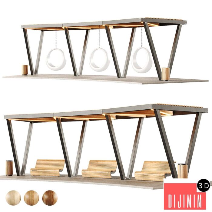 Pergola with swings, benches 2 - Görsel 1