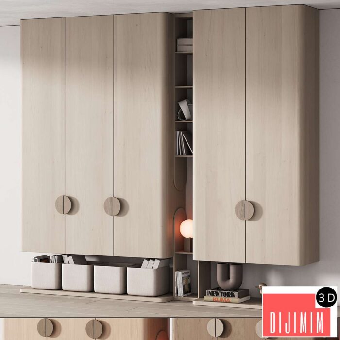 440 furniture for children 04 cupboard with toys and decor in 3 colors - Görsel 1