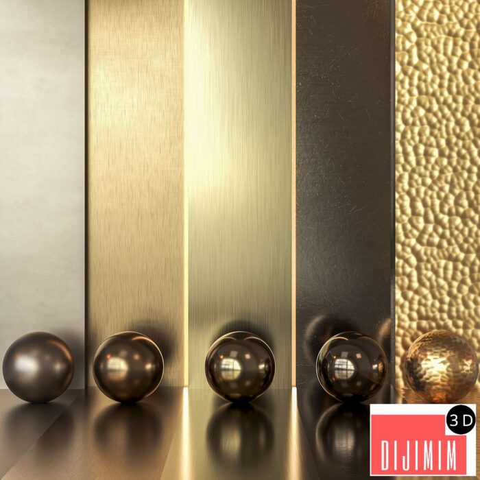 5 in 1 4k Brass Metal Pack Textures & Materials - Seamless - Vol 1 - Görsel 1