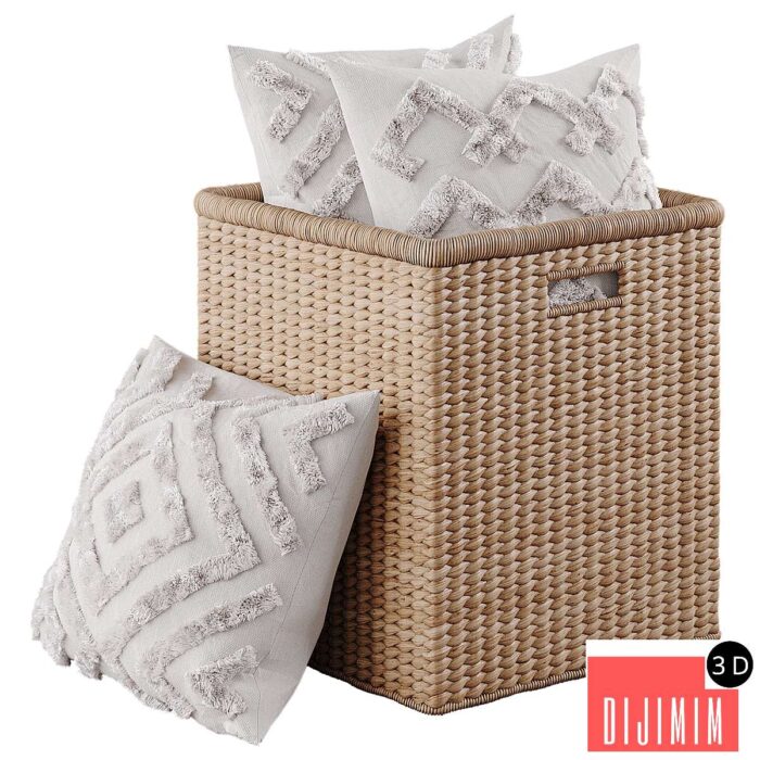 Basket with pillows - Görsel 1