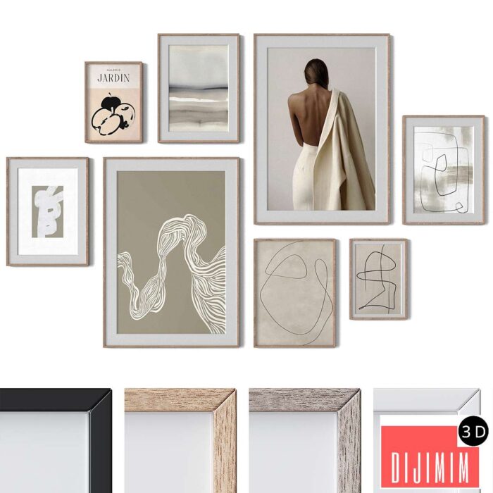 Set of 8 wall paintings 3007 - Görsel 1