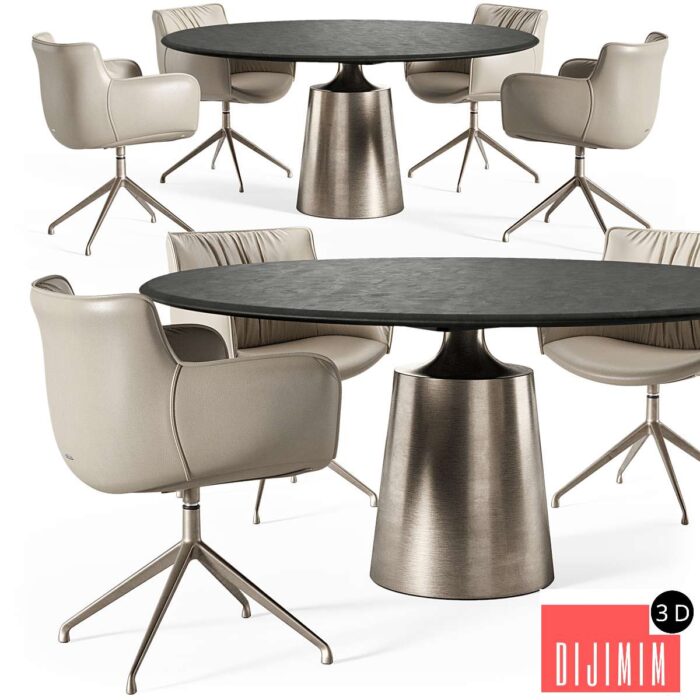 Cattelan Italia Yoda Argile table Rhonda chair - Görsel 1