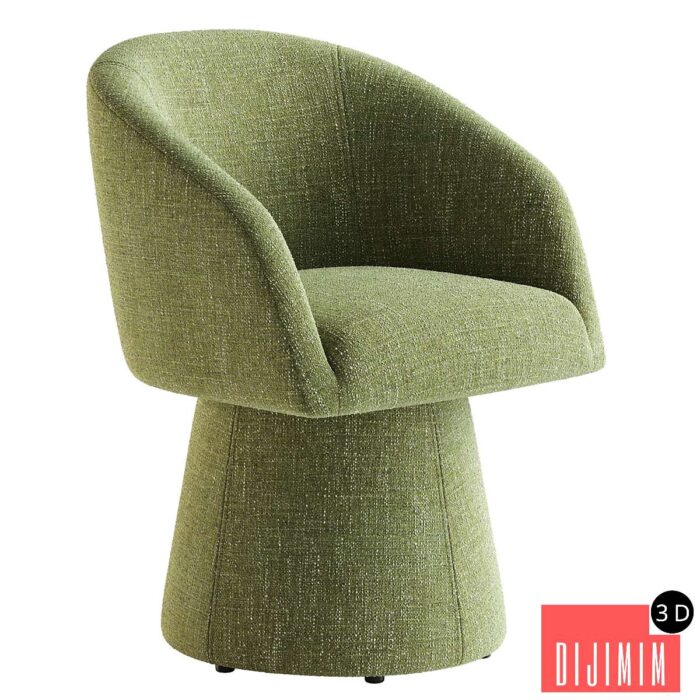 Kyo Chenille Upholstered Barrel Chair - Görsel 1